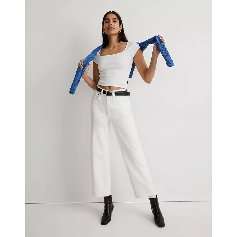 MADEWELL The Tall Perfect Vintage Wide-Leg Crop Jean 33T Tile White NWT B70